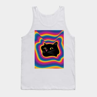 curious black cat with yellow eyes Tank Top